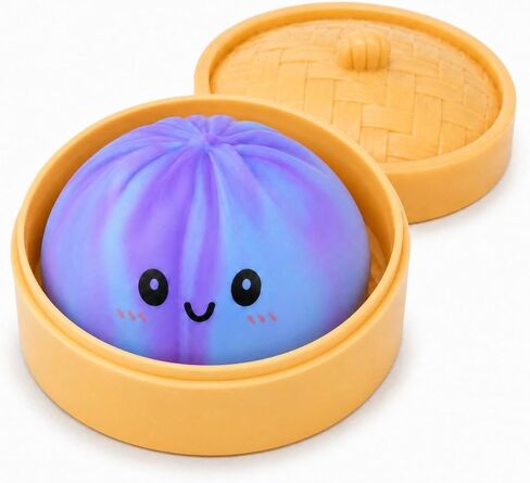 Fruit-Scented Dumpling Squishies Toys with Food Steamer,Blue-Purple Tie Dye Squeeze Dough Fidget Sensory Stress Balls,Stretchy Hand Desk Toys for Stress Relief Squishies Dumpling Gifts in Kuwait