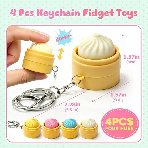 4 Pack Dumpling Keyboard Fidget Toy–Crisp Sound, Stress Relief Cute Dumpling Fidget Clicker Keychain,Anxiety Toys for Adults at Work, Travel, Home–Anxiety Relief & Focus Boost in Saudi Arabia