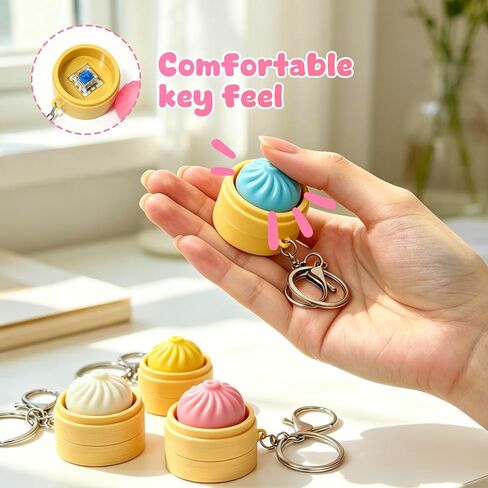 4 Pack Dumpling Keyboard Fidget Toy–Crisp Sound, Stress Relief Cute Dumpling Fidget Clicker Keychain,Anxiety Toys for Adults at Work, Travel, Home–Anxiety Relief & Focus Boost in Saudi Arabia