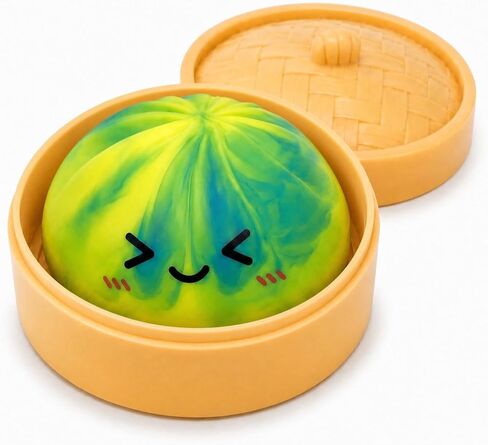Fruit-Scented Dumpling Squishies Toys with Food Steamer,Blue-Purple Tie Dye Squeeze Dough Fidget Sensory Stress Balls,Stretchy Hand Desk Toys for Stress Relief Squishies Dumpling Gifts in Kuwait