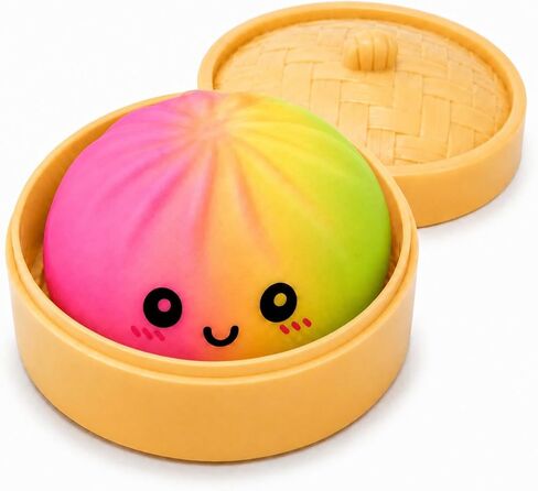 Fruit-Scented Dumpling Squishies Toys with Food Steamer,Blue-Purple Tie Dye Squeeze Dough Fidget Sensory Stress Balls,Stretchy Hand Desk Toys for Stress Relief Squishies Dumpling Gifts in Kuwait