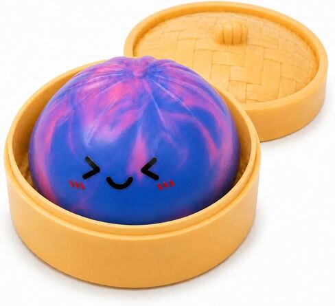 Fruit-Scented Dumpling Squishies Toys with Food Steamer,Blue-Purple Tie Dye Squeeze Dough Fidget Sensory Stress Balls,Stretchy Hand Desk Toys for Stress Relief Squishies Dumpling Gifts in Kuwait