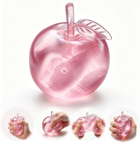 Stress Relief Toy, Apple Squishy, Squishy Apple Slow Rising Fruit Squishies, Clear Cute Fruit Stress Ball for Adults, Cute Funny Desk Decor (Pink) in Saudi Arabia