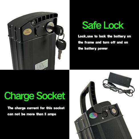 48V 13Ah Battery, 48V Bike Lithium Battery, Bike Replacement Battery with 30A BMS, Suitable for 0-1000W Motors, Dimensions: 14.37 x 5.12 x 3.43 in in Saudi Arabia