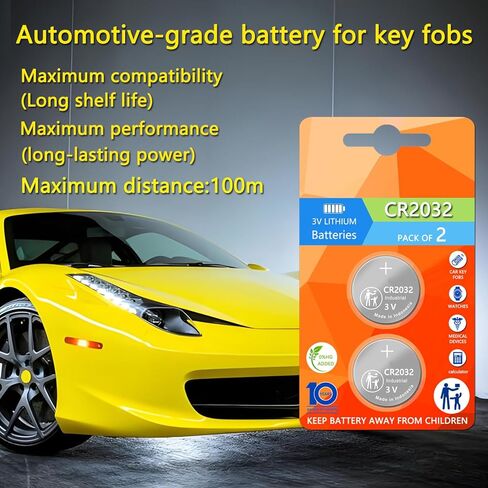Key Fob Battery Replacement Compatible with Toyota RAV4 Camry Corolla Highlander Prius Sienna Tacoma Tundra 4Runner Avalon C-HR Sequoia Supra GR86, CR2032 3V Lithium Battery (2 Pack) in Kuwait