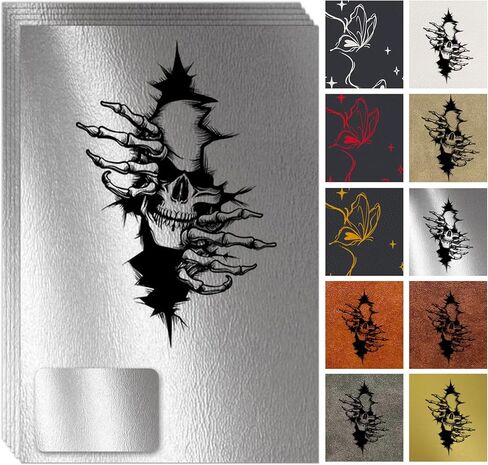 Black-White Laser Engraving Leather Patches for DIY Hat/Cap Faux Leather Sheets Iron-on with Heat Press/Transfer Adhesive (5 Large Pieces Blank Laserable Engrave Leatherette Material Supplies) in Saudi Arabia