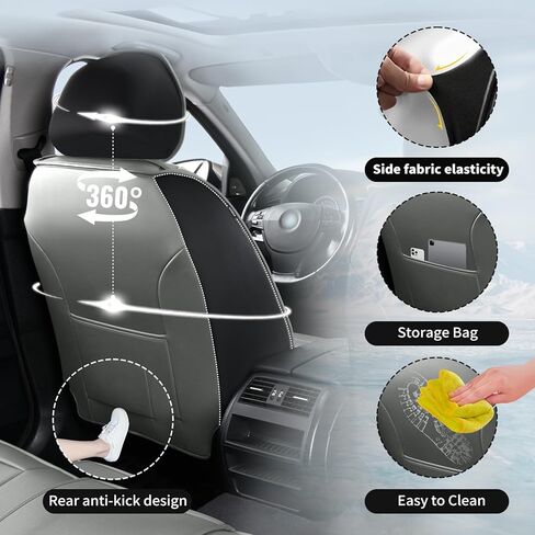 أغطية مقاعد السيارة المصنوعة من الجلد الفاخر من Fit Rogue متوافقة مع Nissan Rogue 2010-2025 2026 - مقاومة للماء، قابلة للتنفس، وسادة مقعد واقية لجميع الأحوال الجوية ومتوافقة مع الوسادة الهوائية، مقعدان أماميان باللون الرمادي in Kuwait