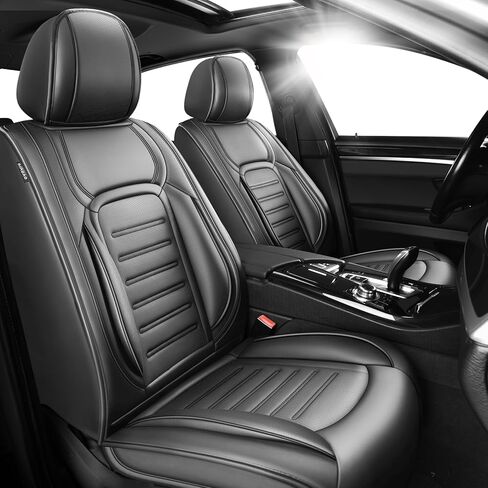 أغطية مقاعد السيارة المصنوعة من الجلد الفاخر من Fit Rogue متوافقة مع Nissan Rogue 2010-2025 2026 - مقاومة للماء، قابلة للتنفس، وسادة مقعد واقية لجميع الأحوال الجوية ومتوافقة مع الوسادة الهوائية، مقعدان أماميان باللون الرمادي in Kuwait