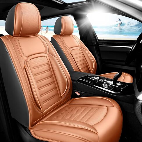 أغطية مقاعد السيارة المصنوعة من الجلد الفاخر من Fit Rogue متوافقة مع Nissan Rogue 2010-2025 2026 - مقاومة للماء، قابلة للتنفس، وسادة مقعد واقية لجميع الأحوال الجوية ومتوافقة مع الوسادة الهوائية، مقعدان أماميان باللون الرمادي in Kuwait