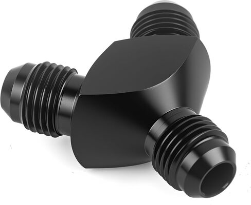 Y Block Flare Fitting AN6 Male to AN6 Male Hose Line Splitter 3-Way Adaptor Aluminum Black in Kuwait