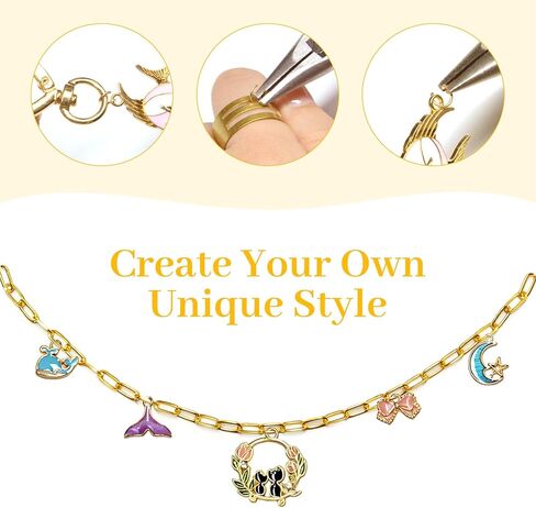 18K Gold Silver Necklace Chains for Jewelry Making Kit - 20FT 4 Rolls DIY Bracelet Chains with Mixed Color Charms, Jump Rings, Lobster Clasps, Pliers and Accessories for DIY Jewelry Crafting Gifts in Saudi Arabia