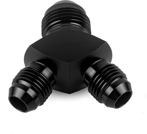 Y Block Flare Fitting AN6 Male to AN6 Male Hose Line Splitter 3-Way Adaptor Aluminum Black in Kuwait