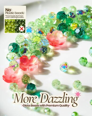 Beaded Plant Kit, Green Beads Kit for Beaded Plants Suncatcher Kits with Glass Crystal Beads, Pot, Chain, Faux Moss, Air Dry Clay, Instruction Booklet & Video Tutorial, Tabletop or Window Decor Gift in Saudi Arabia