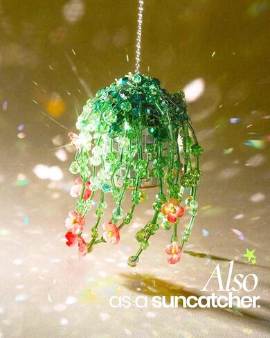 Beaded Plant Kit, Green Beads Kit for Beaded Plants Suncatcher Kits with Glass Crystal Beads, Pot, Chain, Faux Moss, Air Dry Clay, Instruction Booklet & Video Tutorial, Tabletop or Window Decor Gift in Saudi Arabia