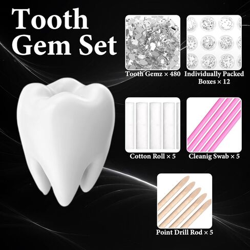 480 Pcs Tooth Gem Kit Silver, Teeth Gems Kit, DIY Teeth Crystals Jewelry, Artificial Crystal Tooth Reflective Ornaments in Saudi Arabia