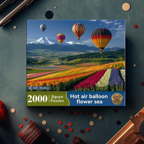 أحجية مكونة من 2000 قطعة للبالغين - بالونات الهواء الساخن الملونة فوق حقول التيوليب والجبال - أحجية الصور المقطوعة ذات الطبيعة النابضة بالحياة - تحدي للبالغين والعائلات ومحبي الألغاز - 99 سم ​​× 28 بوصة in Kuwait