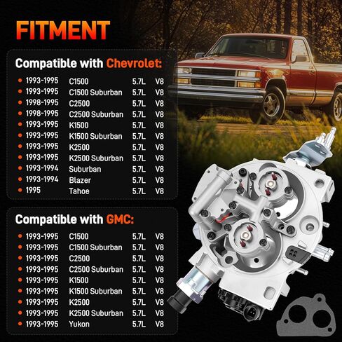 17093030 Throttle Body Assembly with Fuel Injectors Compatible with Chevy GMC 5.7L V8 1993 1994 1995, Suburban Blazer Tahoe Yukon C1500 C2500 K1500 K2500, Replace# 5235206 17093033 FI-9013 in Kuwait