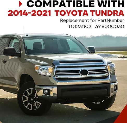 Front Upper Hood Bulge Molding Grille Trim Chrome Compatible with 2014-2021 Toyota Tundra Hood Scoop Grill Trim Replacement for 76180-0C030 in Saudi Arabia