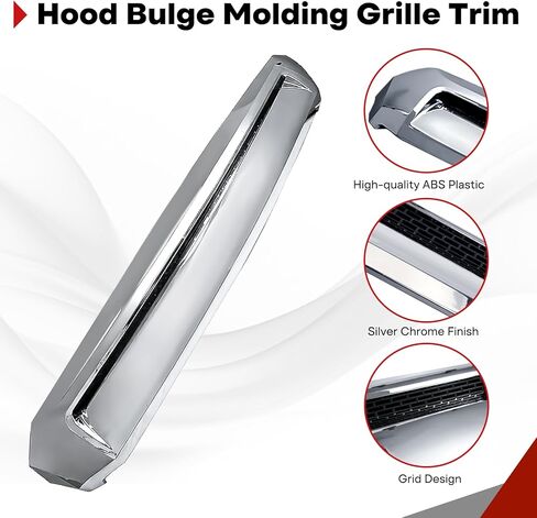 Front Upper Hood Bulge Molding Grille Trim Chrome Compatible with 2014-2021 Toyota Tundra Hood Scoop Grill Trim Replacement for 76180-0C030 in Saudi Arabia