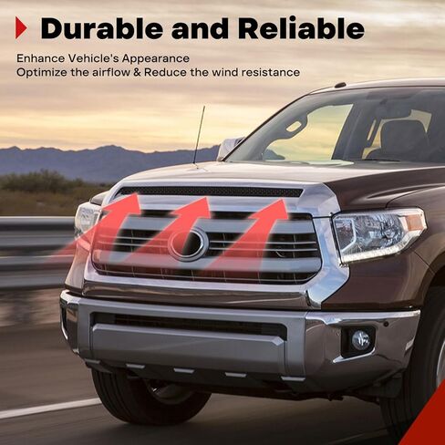 Front Upper Hood Bulge Molding Grille Trim Chrome Compatible with 2014-2021 Toyota Tundra Hood Scoop Grill Trim Replacement for 76180-0C030 in Saudi Arabia