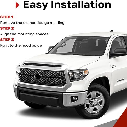 Front Upper Hood Bulge Molding Grille Trim Chrome Compatible with 2014-2021 Toyota Tundra Hood Scoop Grill Trim Replacement for 76180-0C030 in Saudi Arabia