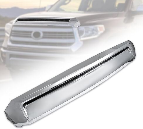 Front Upper Hood Bulge Molding Grille Trim Chrome Compatible with 2014-2021 Toyota Tundra Hood Scoop Grill Trim Replacement for 76180-0C030 in Saudi Arabia