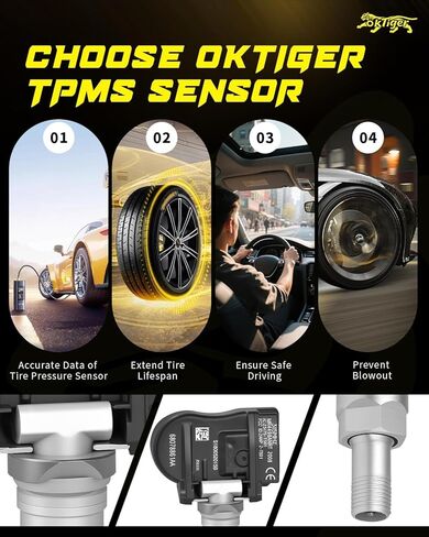 Oktiger 315MHz TPMS Sensor Pre-Programmed Fits for Jeep Wrangler 2007-2012, Grand Cherokee 2005-2007, Liberty 2005-2012, Compass 2007-2017, Patriot, for Dodge Charger Durango Caravan, OE#68078861AA in Kuwait