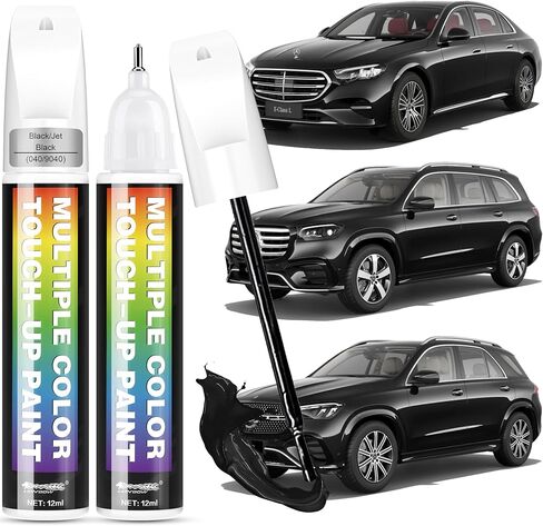 [عبوتان] متوافق مع طلاء Mercedes-Benz Touch Up [أسود/أسود قاتم (040/9040)] - مكافئ مطابق تمامًا لتصنيع المعدات الأصلية، مولا سريع الجفاف، مجموعة إصلاح الخدوش الصديقة للبيئة والخدوش العميقة in Kuwait