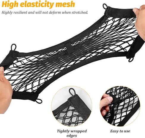 Osilly 2PCS Car Small Cargo Net Pocket, Stretchable Elastic Vehicle Storage Mesh Net with Mounting Screws & Hooks, Auto Cargo Netting Storage Pouch, Universal for SUV RV Pickup (9.84'' x 23.62'') in Kuwait