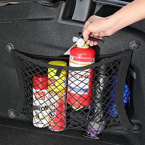 Osilly 2PCS Car Small Cargo Net Pocket, Stretchable Elastic Vehicle Storage Mesh Net with Mounting Screws & Hooks, Auto Cargo Netting Storage Pouch, Universal for SUV RV Pickup (9.84'' x 23.62'') in Kuwait