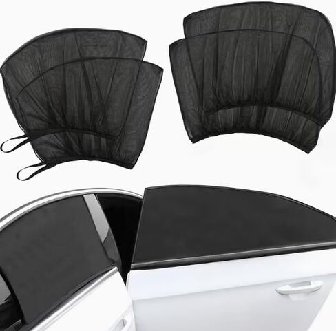 4 Pcs Full Set Car Window Screens for SUV, Front & Rear Window Sun Shade Mesh Covers, UV Protection & Anti-Mosquito Car Side Window Net, Breathable Ventilated Design in Kuwait