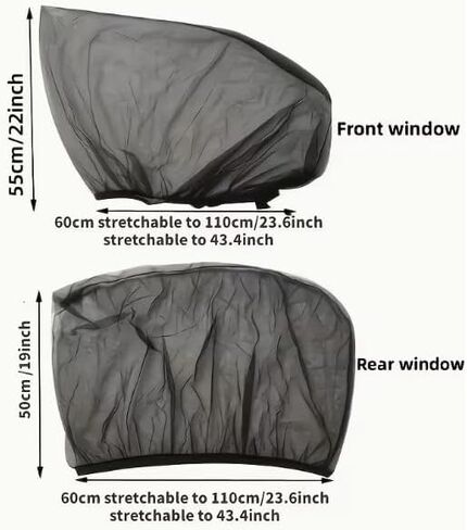 4 Pcs Full Set Car Window Screens for SUV, Front & Rear Window Sun Shade Mesh Covers, UV Protection & Anti-Mosquito Car Side Window Net, Breathable Ventilated Design in Kuwait