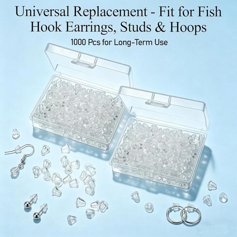 1000 Pcs Silicone Earring Backs, Soft Earring Backs 4mm Small Earrings Backing Clear Ear Safety Back Pads Clutch Stopper Replacement for Fish Hook Earrings Studs Hoops in Saudi Arabia