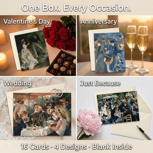 Renoir Impressionist Note Cards — 16 Blank Art Cards with Envelopes in Keepsake Gift Box in Saudi Arabia