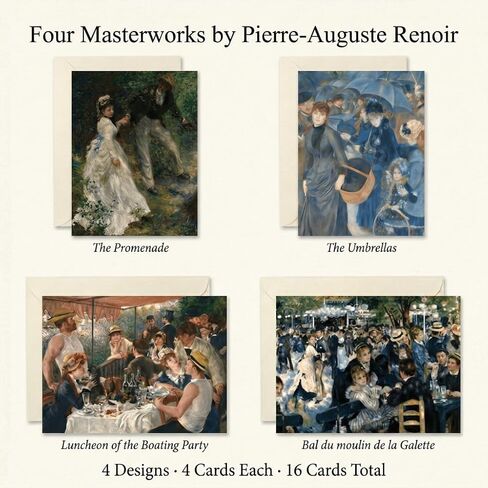 Renoir Impressionist Note Cards — 16 Blank Art Cards with Envelopes in Keepsake Gift Box in Saudi Arabia