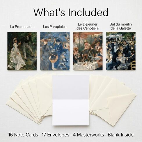Renoir Impressionist Note Cards — 16 Blank Art Cards with Envelopes in Keepsake Gift Box in Saudi Arabia