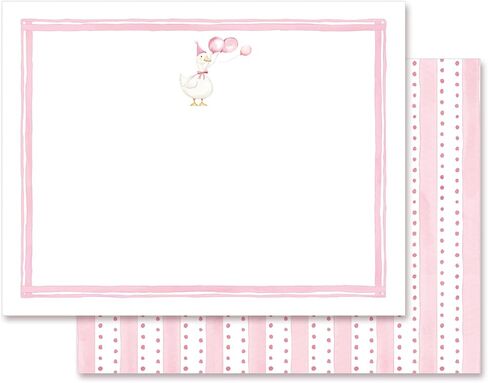 Whaline 24Pcs Silly Goose Flat Blank Notes with Envelopes Blank Index Cards Pink Stripe Goose Non Folding Double-Sided Note Cards for Baby Shower Birthday, 5.5 x 4.3 Inch in Kuwait