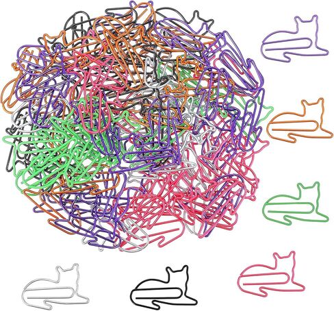 100 Pcs Cat Paper Clips Cute Animal Paper Clips Fun Shaped Paperclips Multicolor Bookmarks Small Office School Supplies Teachers Students Women Cat Lover Coworkers Desk Accessories in Kuwait