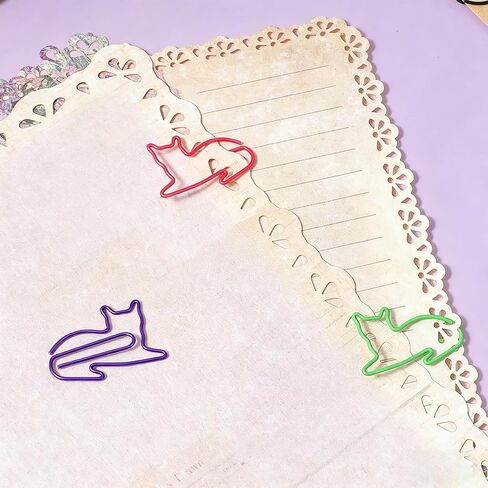 100 Pcs Cat Paper Clips Cute Animal Paper Clips Fun Shaped Paperclips Multicolor Bookmarks Small Office School Supplies Teachers Students Women Cat Lover Coworkers Desk Accessories in Kuwait