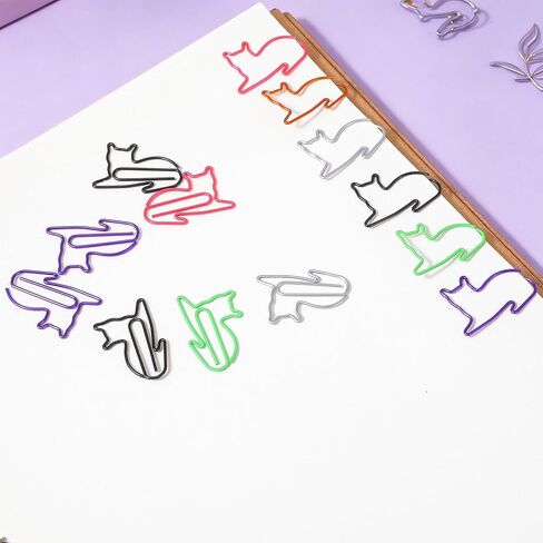 100 Pcs Cat Paper Clips Cute Animal Paper Clips Fun Shaped Paperclips Multicolor Bookmarks Small Office School Supplies Teachers Students Women Cat Lover Coworkers Desk Accessories in Kuwait