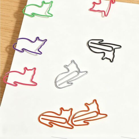 100 Pcs Cat Paper Clips Cute Animal Paper Clips Fun Shaped Paperclips Multicolor Bookmarks Small Office School Supplies Teachers Students Women Cat Lover Coworkers Desk Accessories in Kuwait