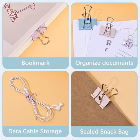 BAYTORY 40Pcs Pastel Binder Clips, 3/4 Inch (19 mm) Small Binder Clips, with Clear Storage Container, Paper Clamps for School Teachers Office Supplies (19 mm) in Kuwait