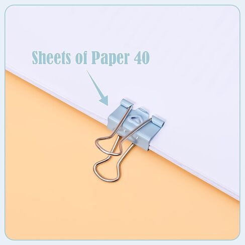 BAYTORY 40Pcs Pastel Binder Clips, 3/4 Inch (19 mm) Small Binder Clips, with Clear Storage Container, Paper Clamps for School Teachers Office Supplies (19 mm) in Kuwait