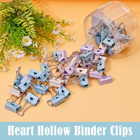 BAYTORY 40Pcs Pastel Binder Clips, 3/4 Inch (19 mm) Small Binder Clips, with Clear Storage Container, Paper Clamps for School Teachers Office Supplies (19 mm) in Kuwait