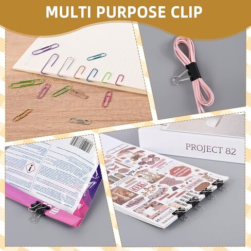 405 Pack Colorful Paper Clips and Black Binder Clips Assorted Sizes,Cute Colored PaperClips and Binder Clip for Office Supplies Home, School in Saudi Arabia