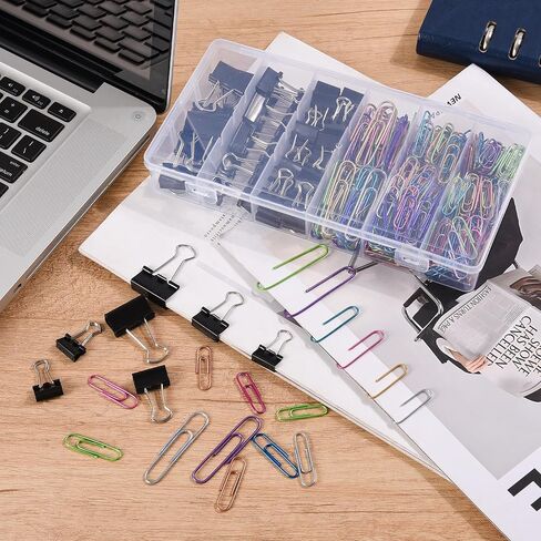 405 Pack Colorful Paper Clips and Black Binder Clips Assorted Sizes,Cute Colored PaperClips and Binder Clip for Office Supplies Home, School in Saudi Arabia