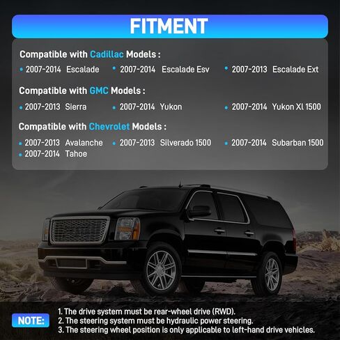 Rack and Pinion Steering Assembly Compatible with 2007-2014 Cadillac Escalade ESV EXT, Chevrolet Silverado Suburban 1500 Tahoe Avalanche, GMC Sierra Yukon XL 1500, 2 Outer Tie Rods, Replace #22-1036 in Saudi Arabia