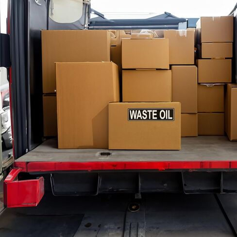 Waste Oil Sticker, 2.25 x 8.25 Inches, Pack of 25, Durable Waste Oil Stickers for Fuel Tank, Fuel Containers, Pumps, Storage Tanks, Maintains Safety and Efficiency in Kuwait