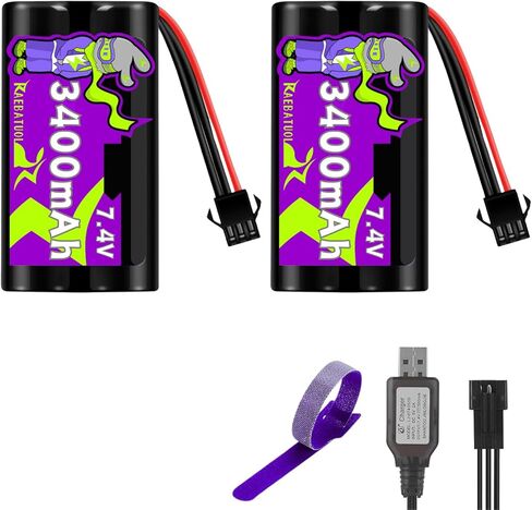 2 Batteries Compatible with G03060R Huina 1575 DE43 DE60 Racing Car New Version Amphibious RC Trucks,3400mAh 7.4V Li-ion with Charger and Strap in Saudi Arabia