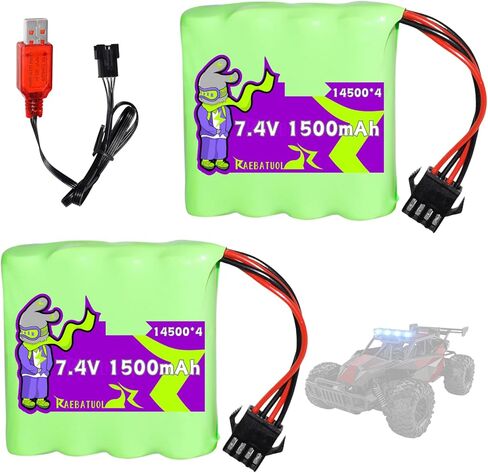 2S 7.4V 1500mAh SM4P Plug Li-ion Batteries for1:12 Monster, DE36W,Bluejay Remote Control Car, DE65 1809 RC Cars / DE36,2.4GHz High Speed RC Cars Toys, RC Truck with Charge -2Pcs in Saudi Arabia